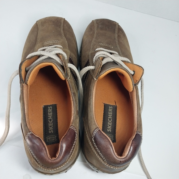 Vtg 90's Skechers Size 10.5 Brown Leather Lace Up Square Toe Y2k Casual Shoes - Picture 11 of 12